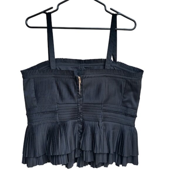 WHITE HOUSE BLACK MARKET Ruffle Poplin Peplum Bustier Babydoll CroppedTop 14 - Picture 4 of 15